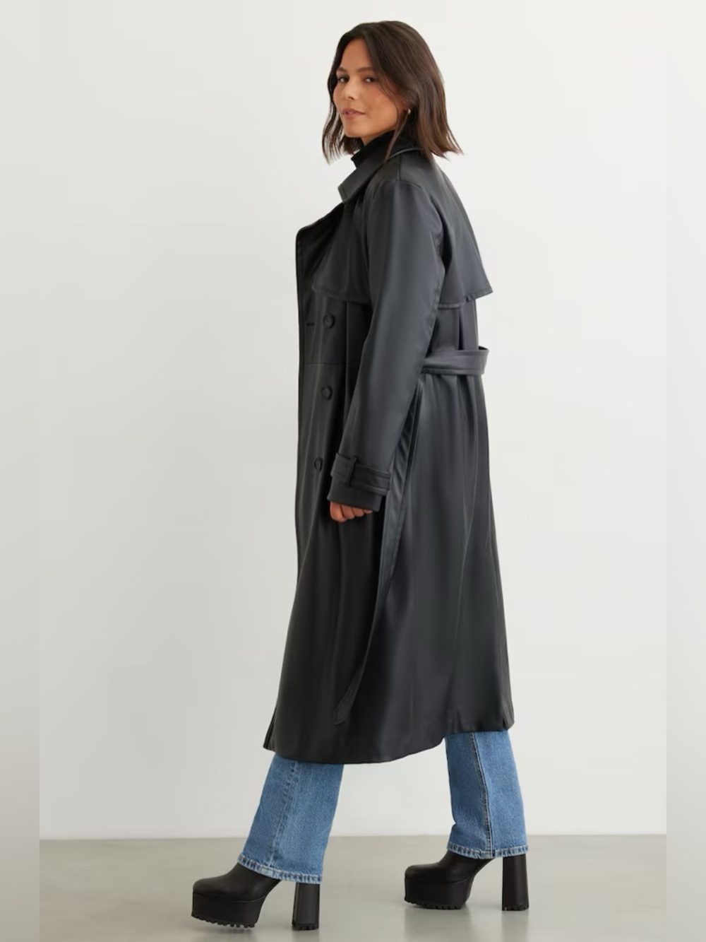 NWOT Dynamite Faux Leather Trench Coat